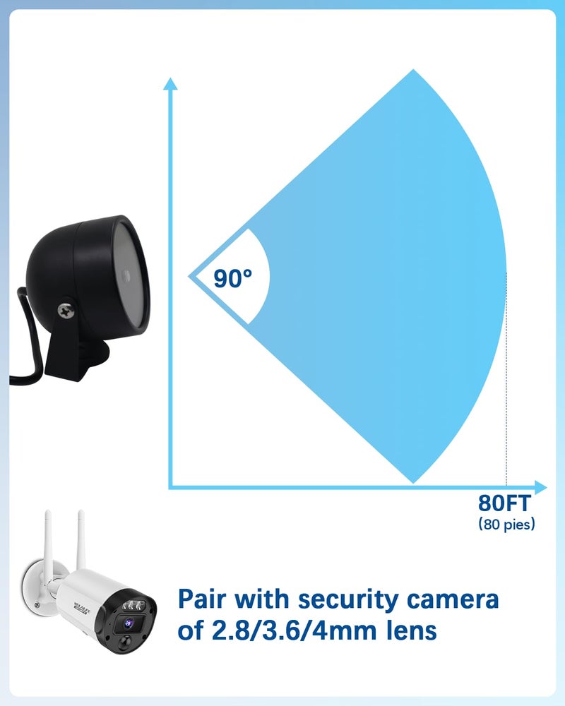 WEILAILIFE ã€4 LED Waterproof ã€‘ IR Illuminator 90 Degree Wide Angle Long Range Infrared Light, 80ft 850nm IR Flood Lights with Power Adapter for Night Vision CCTV & IP Security Camera - Image 2
